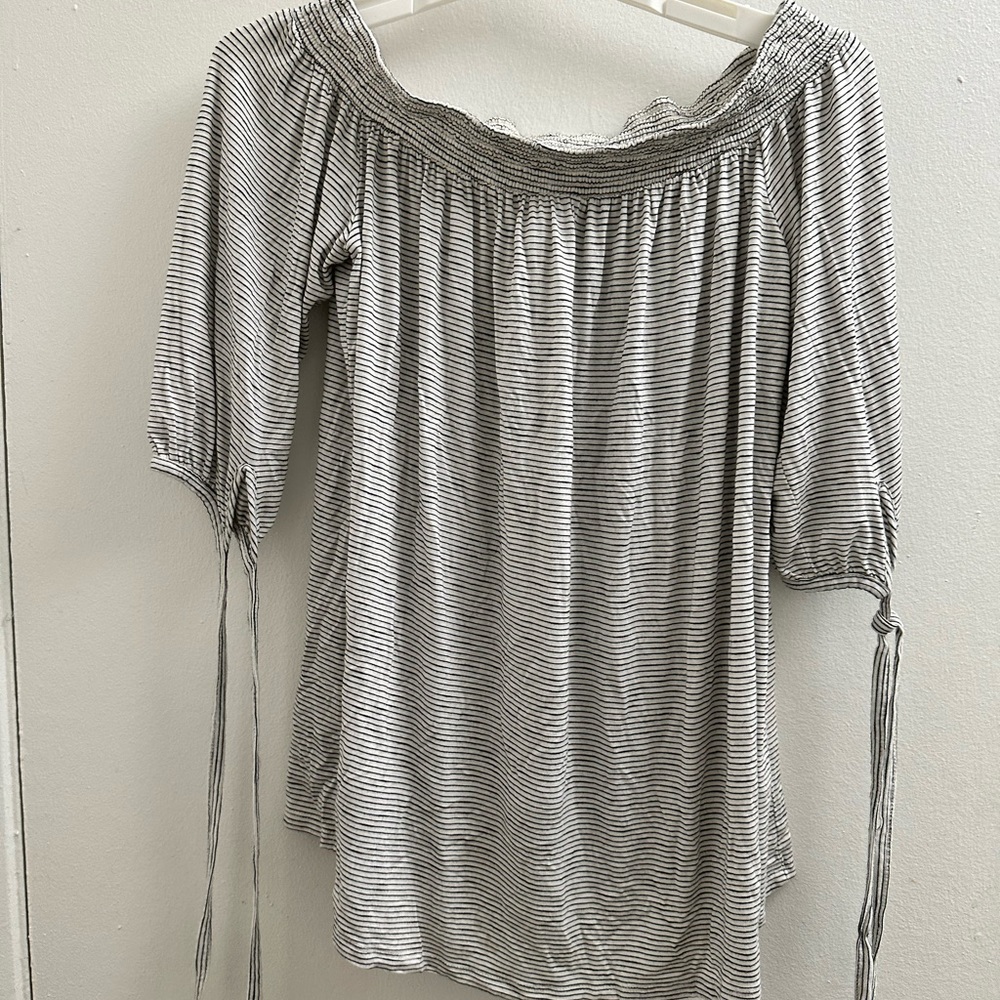 Rose Knox, striped off shoulder small top